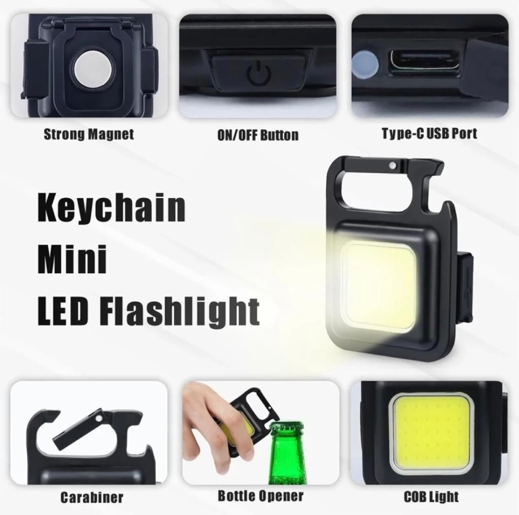 Multifuctional COB Rechargeable Keychain Light